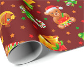 Adorables kerstddyberen en Rocking Horses Cadeaupapier (Rol Hoek)