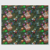 Adorables kerstegel op een boom cadeaupapier (Vlak)