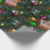 Adorables kerstegel op een boom cadeaupapier (Hoek)