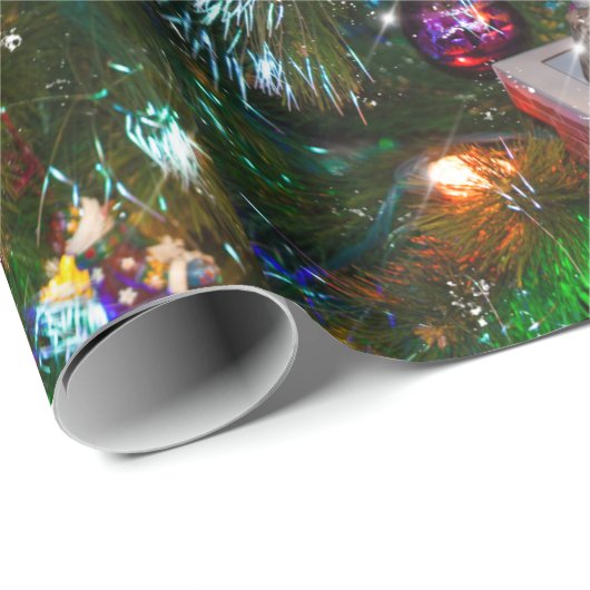 Adorables kerstegel op een boom cadeaupapier (Rol Hoek)