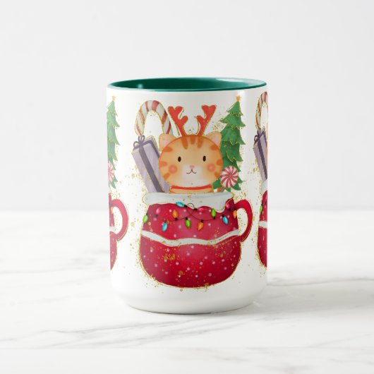 Adorables kerstheerlijk kat mok (Midden)