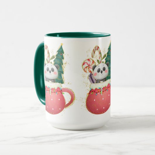 Adorables Kerstliefhebbende Panda-Mok Mok (Voorkant links)