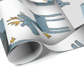 Adorables Kerstmis [3D] Blue Deer Cadeaupapier (Rol Hoek)