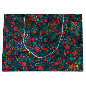 Adorables kerstmis [3D] Poinsettias & snoeprietten Groot Cadeauzakje (Voorkant)