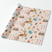 Adorables Kerstmis Bunnies and Reindeer Cadeaupapier (Uitgerold)