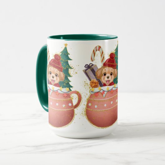 Adorables Kerstmis Lovely Puppy Mok (Voorkant links)