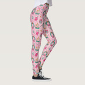Adorables kerstroze kranen en kussen leggings (Rechts)