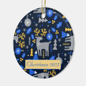 Adorables kerstScandinavian Style Blue Keramisch Ornament (Links)