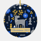 Adorables kerstScandinavian Style Blue Keramisch Ornament (Achterkant)