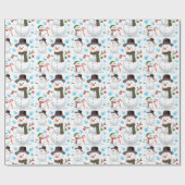 Adorables kerstsneeuwMannen Cadeaupapier (Vlak)