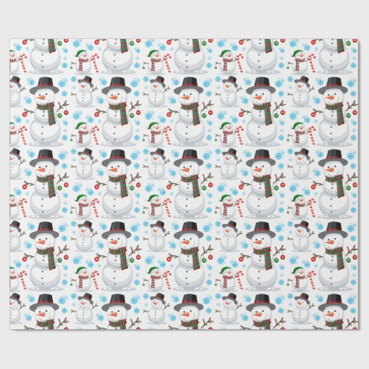 Adorables kerstsneeuwMannen Cadeaupapier (Vlak)