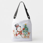 Adorables kerstsnowman Bunnies and Tree Crossbody Tas (Voorkant)