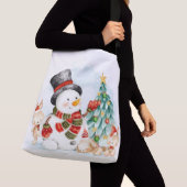 Adorables kerstsnowman Bunnies and Tree Crossbody Tas (Dichtbij)