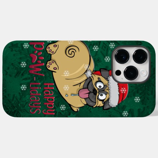 Adorables kersttasje pug in sneeuw Case-Mate iPhone case (Achterkant (horizontaal))