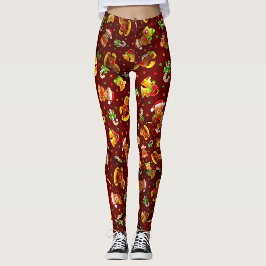 Adorables kerstteddyberen en speelgoed [3D] Yoga Leggings (Voorkant)