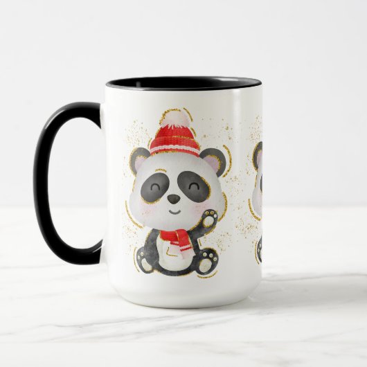 Adorables Kerstwinter Panda Coffee Mok (Links)