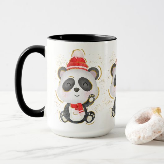 Adorables Kerstwinter Panda Coffee Mok (Met donut)