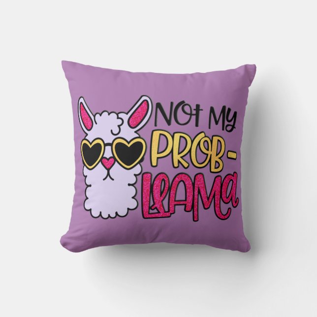 Adorables Lama Love Not My Probllama Paars Kussen (Voorkant)