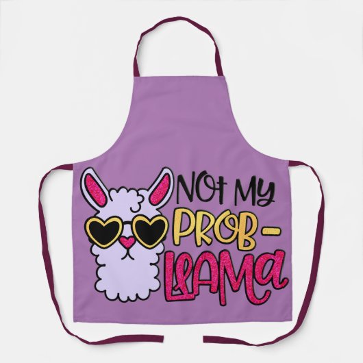 Adorables Lama Love Not My Probllama Paars Schort (Voorkant)