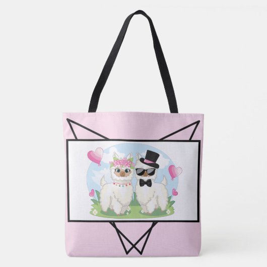 Adorables Llama Love Cute Llama Couple Canvas tas (Voorkant)