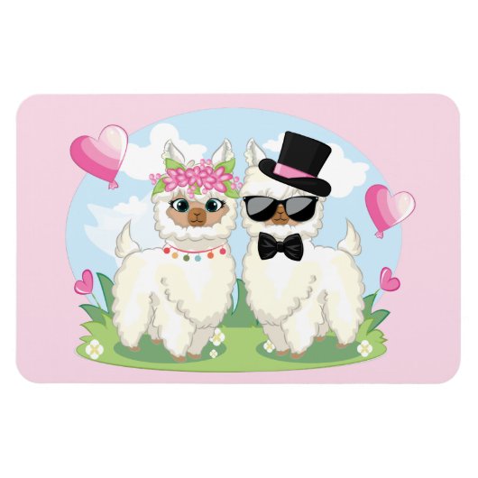 Adorables Llama Love Cute Llama Couple Magneet (Horizontaal)