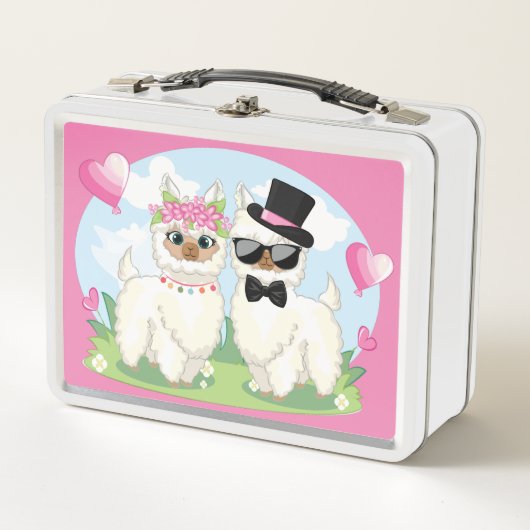 Adorables Llama Love Cute Llama Couple Pink (Voorkant)