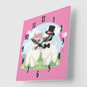 Adorables Llama Love Cute Llama Couple Pink Vierkante Klok (Hoek)