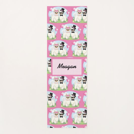 Adorables Llama Love Cute Llama Couple Pink Yogamat (Voorkant)