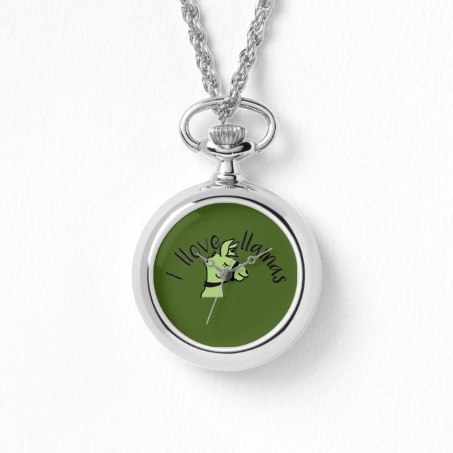 Adorables Llama Love I Llove Llamas Green Horloge (Voorkant)
