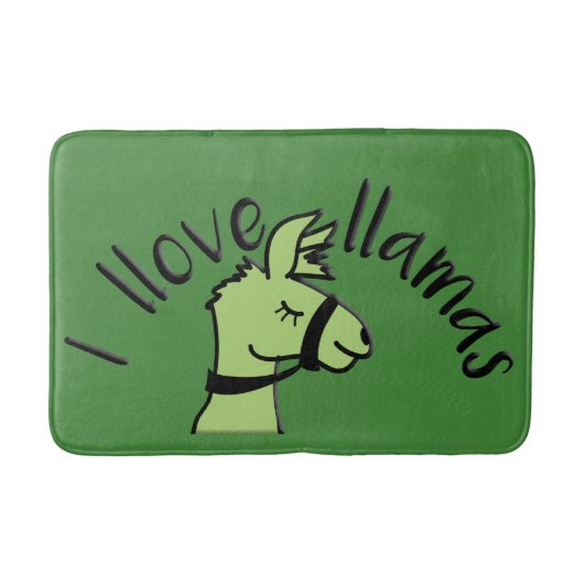 Adorables Llama Love I'Llamas Green Bath Mat (Voorkant)