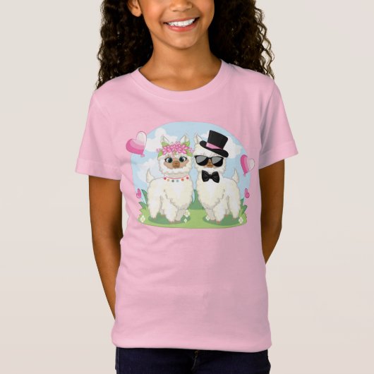 Adorables Llama Love Llama Couple T-Shirt (Voorkant)