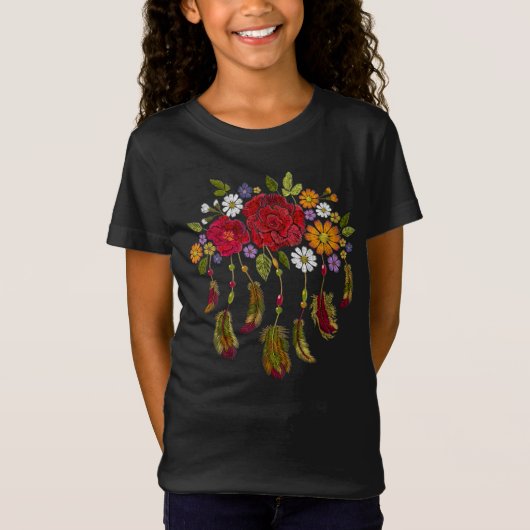 Adorables Rozen & feathers T-Shirt (Voorkant)
