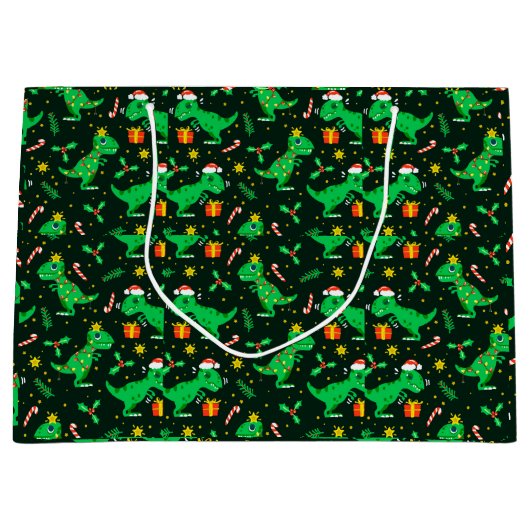 Adorables Schattige Cartoon met kerstmis Dinosaurs Groot Cadeauzakje (Voorkant)