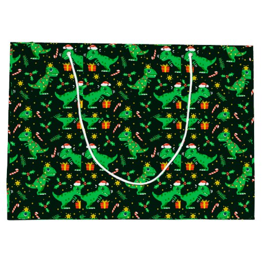 Adorables Schattige Cartoon met kerstmis Dinosaurs Groot Cadeauzakje (Achterkant)