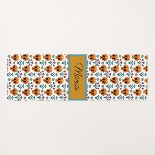 Adorables Skulls Day of the Dead Custom Yogamat (Achterkant (horizontaal))