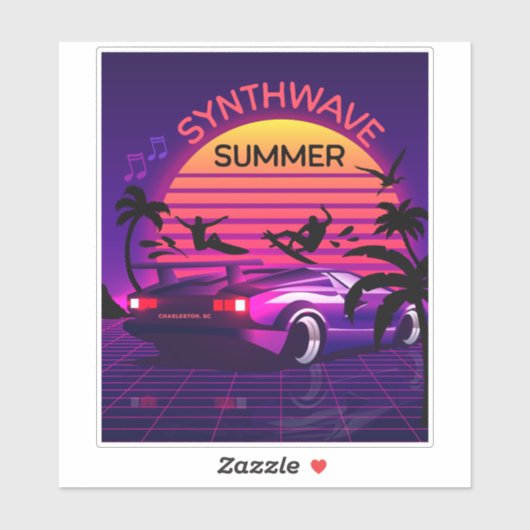 Adorables Synthwave/Vaporwave Retro 80s Sticker (Vel)