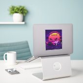 Adorables Synthwave/Vaporwave Retro 80s Sticker (Laptop op bureau)