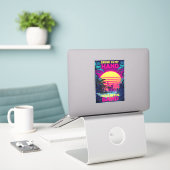 Adorables Synthwave/Vaporwave Retro 80s Sticker (Laptop op bureau)