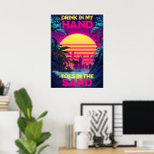 Adorables Synthwave/Vaporwave Retro 80s Tropisch Poster (Thuiskantoor)