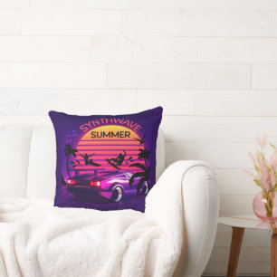 Adorables Synthwave Vaporwave Tropical Throw Kussen