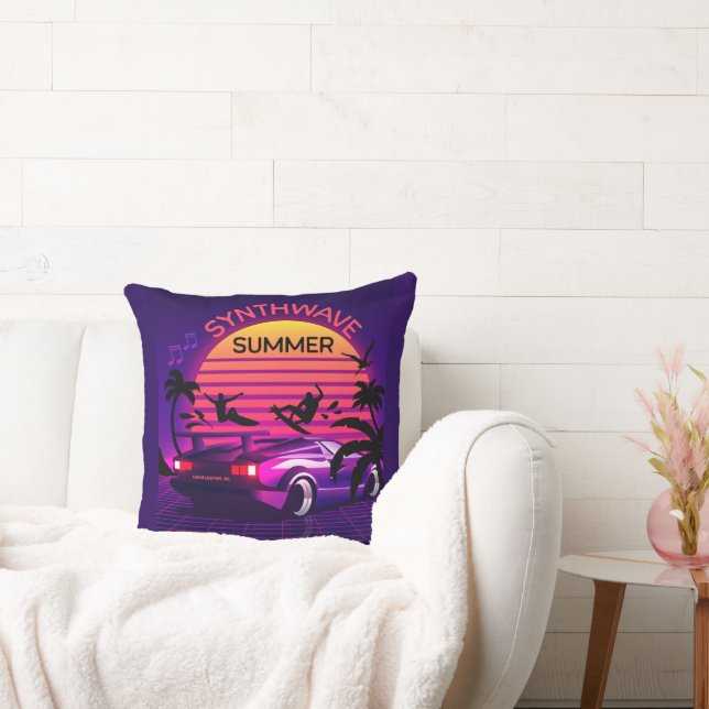 Adorables Synthwave Vaporwave Tropical Throw Kussen (Bank)