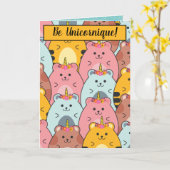 Adorables Unicorn Katten "Be Unicornique" Kaart (Gele Bloem)