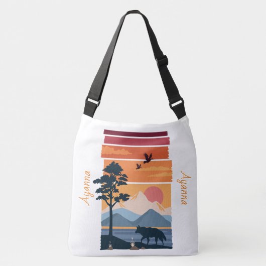 Adorables Wolf in Landscape Custom Crossbody Tas (Voorkant)