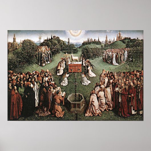 Adoratie Lamb Jan van Eyck 1429 Poster (Voorkant)