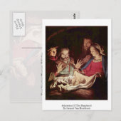 Adoratie van de herder door Gerard van Honthorst Briefkaart (Voorkant / Achterkant)