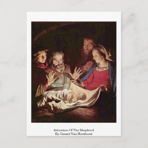 Adoratie van de herder door Gerard van Honthorst Briefkaart