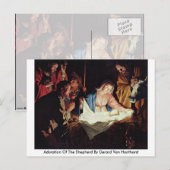 Adoratie van de herder door Gerard van Honthorst Briefkaart (Voorkant / Achterkant)