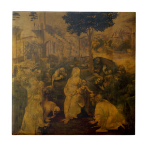 Adoratie van de Magi door Leonardo da Vinci Tegeltje
