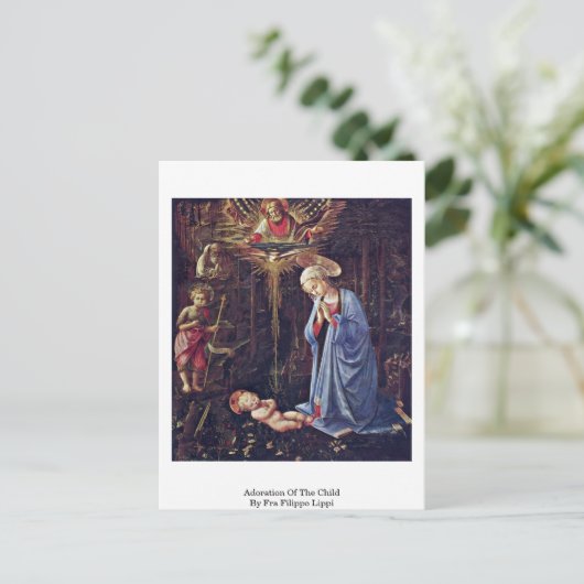 Adoratie van het kind door Fra Filippo Lippi Briefkaart (Staand voorkant)
