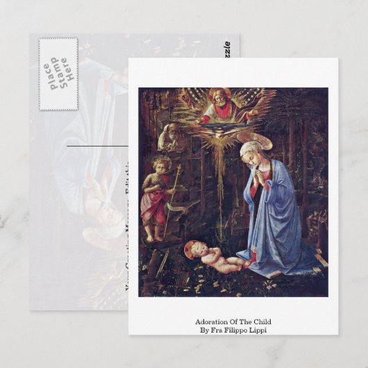 Adoratie van het kind door Fra Filippo Lippi Briefkaart (Voorkant / Achterkant)
